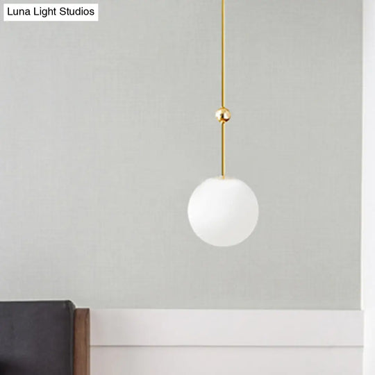 Gold Led Hanging Pendant With Milk Glass Shade 39’/47’ H - Simple And Elegant Bedroom