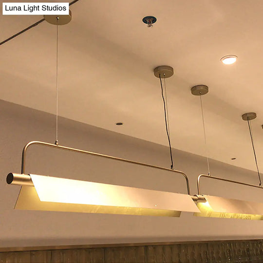 Gold Led Island Light Fixture - Metallic Colonial Rectangle Design For Restaurants