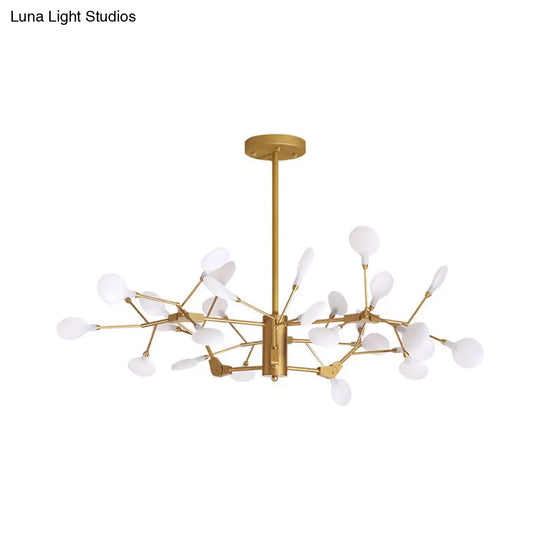 Gold Led Metal Branch Chandelier - Simple Hanging Pendant For Dining Room Ceiling