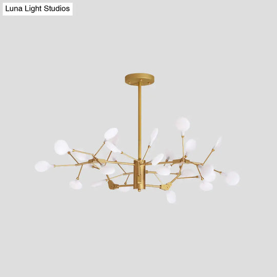 Gold Led Metal Branch Chandelier - Simple Hanging Pendant For Dining Room Ceiling