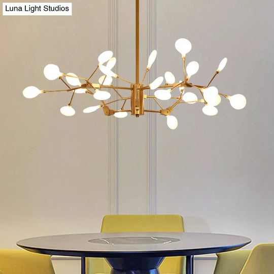 Gold Led Metal Chandelier Pendant For Dining Room - Elegant Tree Branch Design / Leaf