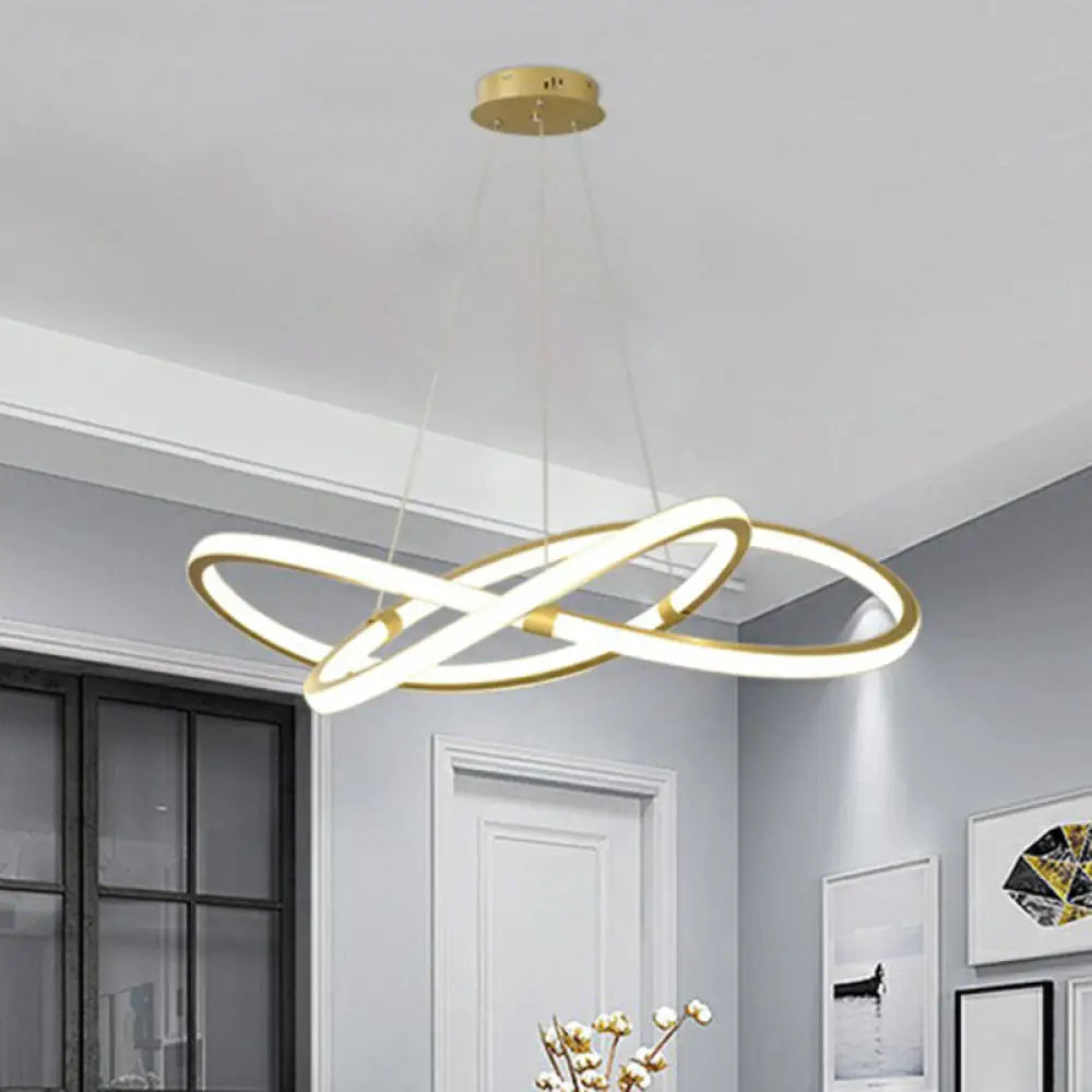 Gold Led Nordic Chandelier For Bedroom - Twined Aluminum Pendant Light / 23.5’