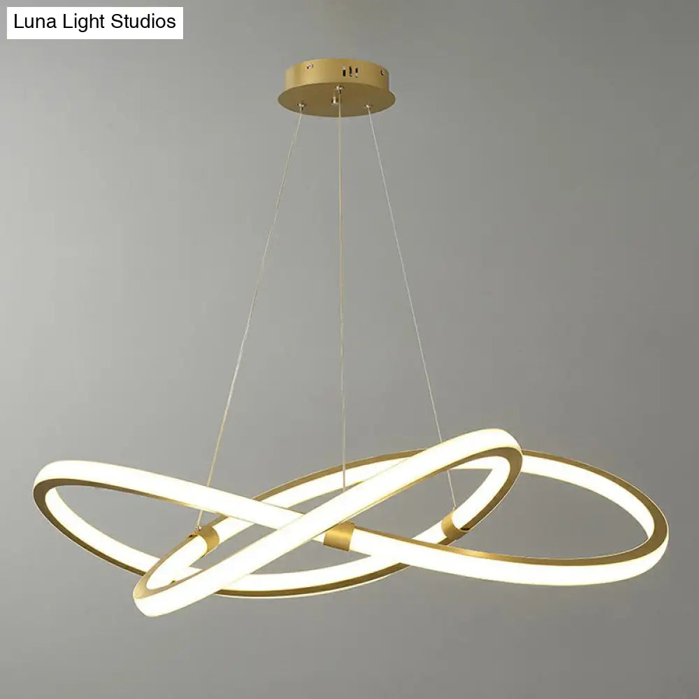 Gold Led Nordic Chandelier For Bedroom - Twined Aluminum Pendant Light