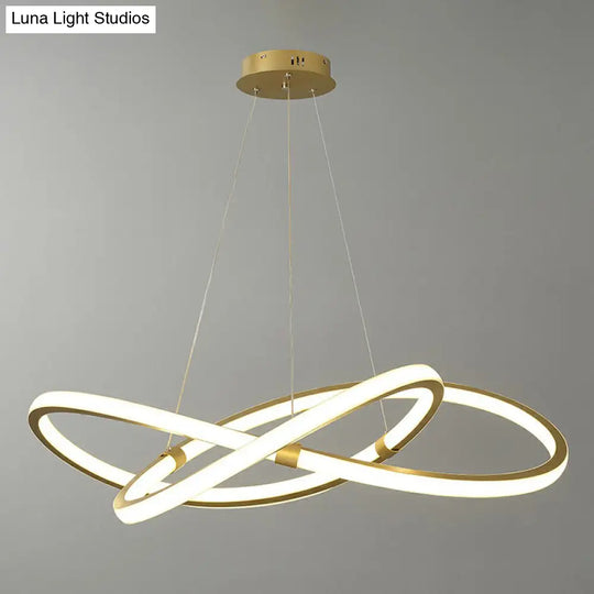 Gold Led Nordic Chandelier For Bedroom - Twined Aluminum Pendant Light