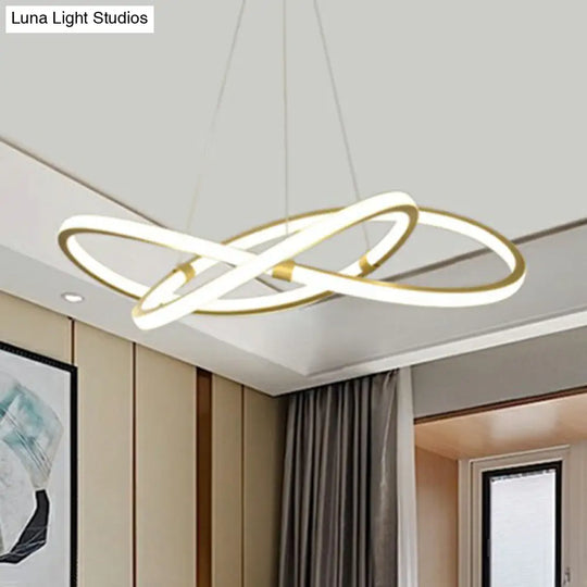 Gold Led Nordic Chandelier For Bedroom - Twined Aluminum Pendant Light