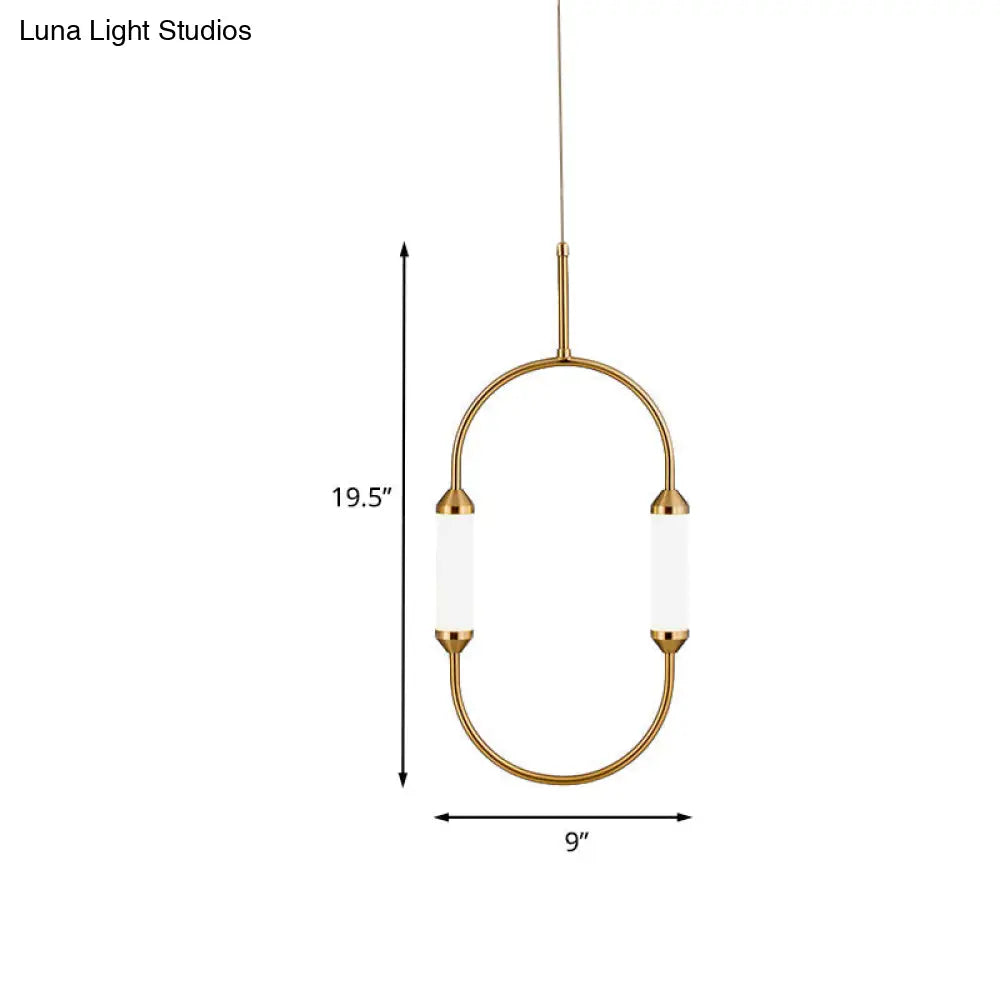 Gold Led Oval Pendant Lamp For Bedside Or Ceiling - 19.5’’/20.5’’/25’’ With Acrylic