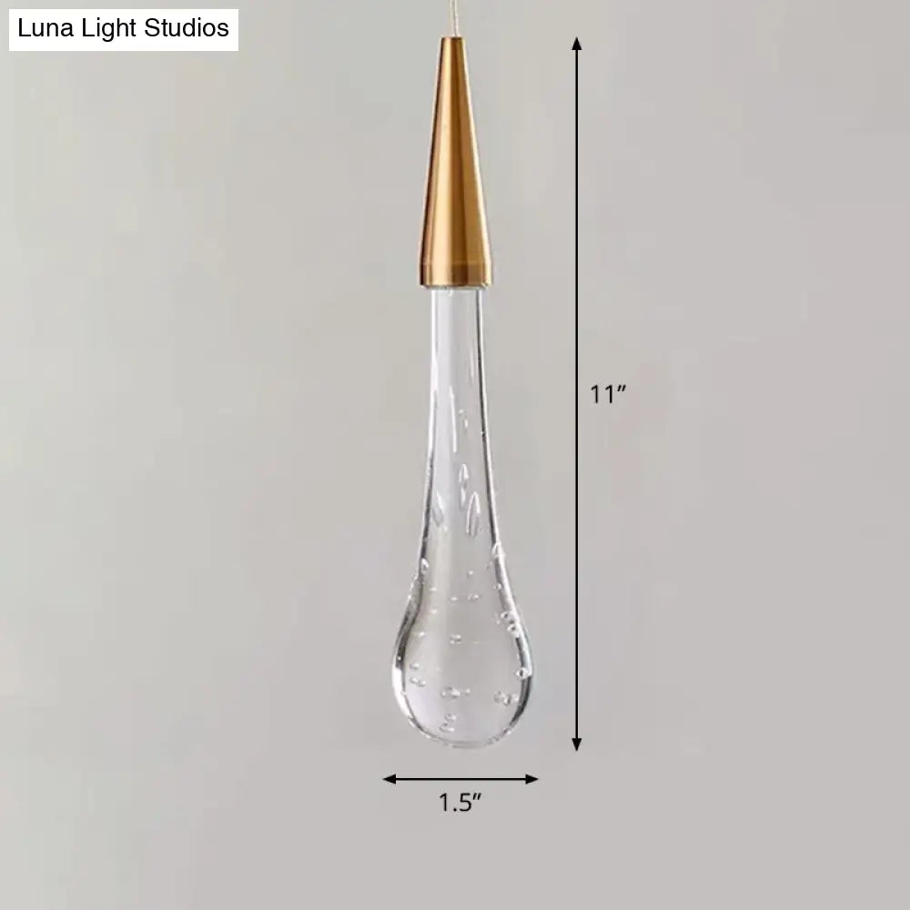 Clear Crystal Glass Suspension Pendant Light In Gold - Decorative Waterdrop Design Perfect For