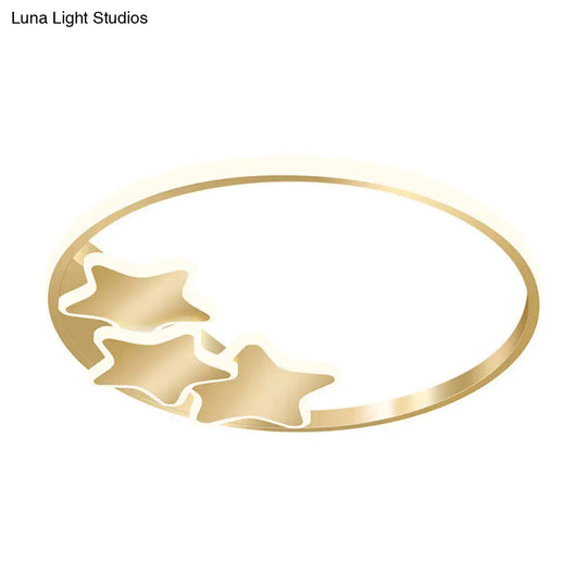 Gold Led Ring & Star Acrylic Flushmount Ceiling Light In Warm/White