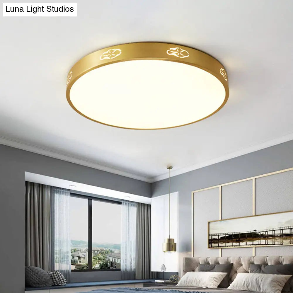Gold Led Round Flush Mount Ceiling Light Fixture In 3 Color Options - Modern Style Available Sizes