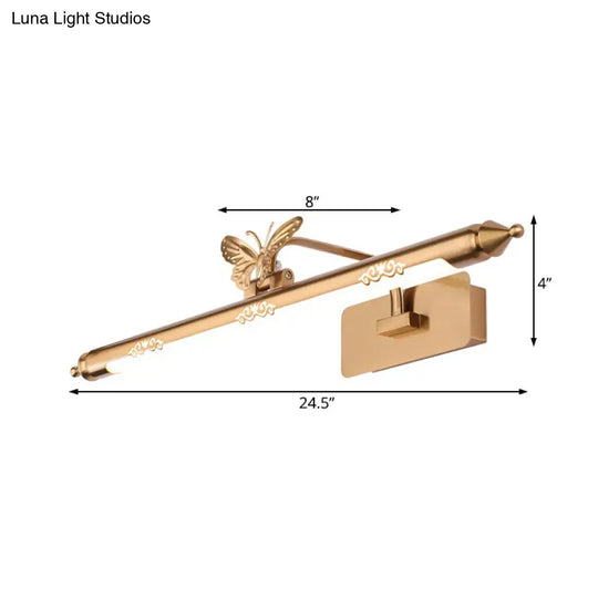 Gold Led Sconce Light Metal Vanity Fixture For Bathroom - Classic Design 20.5/24.5/28 Wide