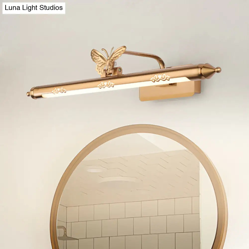 Gold Led Sconce Light Metal Vanity Fixture For Bathroom - Classic Design 20.5/24.5/28 Wide