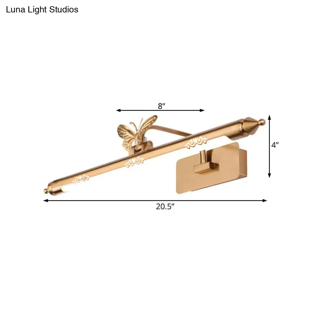 Gold Led Sconce Light Metal Vanity Fixture For Bathroom - Classic Design 20.5/24.5/28 Wide