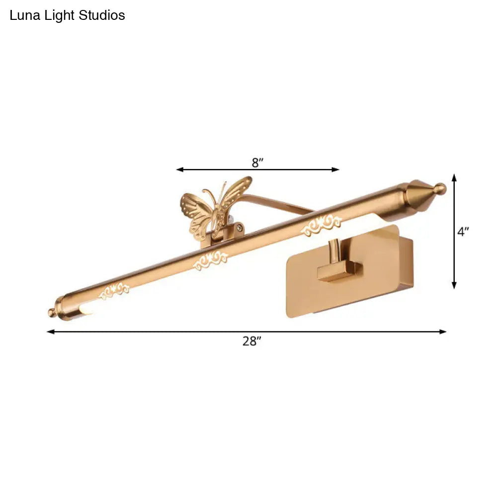 Gold Led Sconce Light Metal Vanity Fixture For Bathroom - Classic Design 20.5/24.5/28 Wide