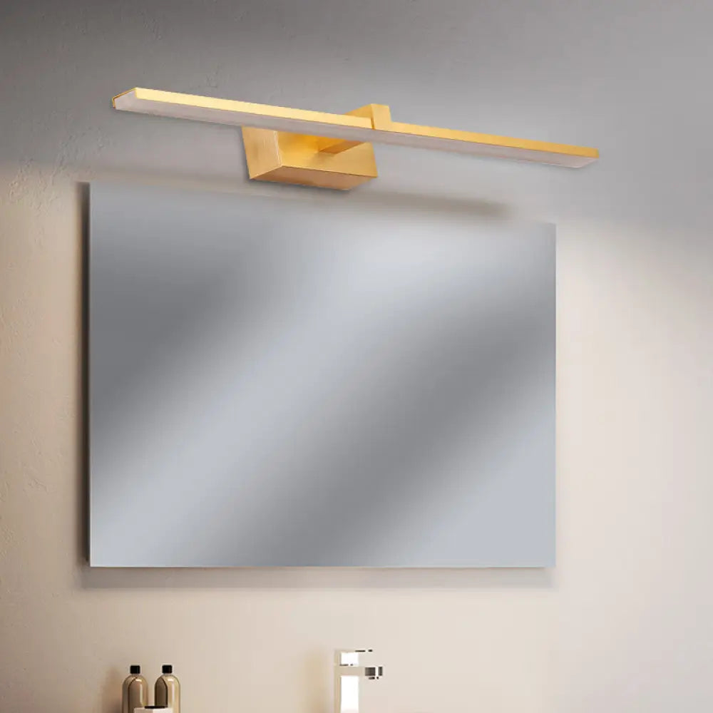 Gold Led Vanity Sconce: Simple Wall Mount Light With Warm/White & Metallic Shade / White