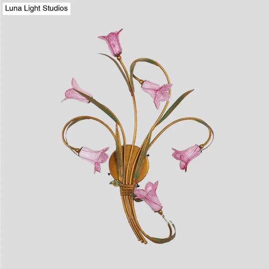 Gold Lily 6-Head Metal Sconce Lamp For Romantic Living Room Lighting