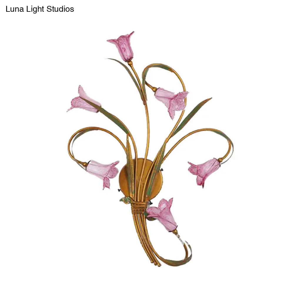 Gold Lily 6-Head Metal Sconce Lamp For Romantic Living Room Lighting