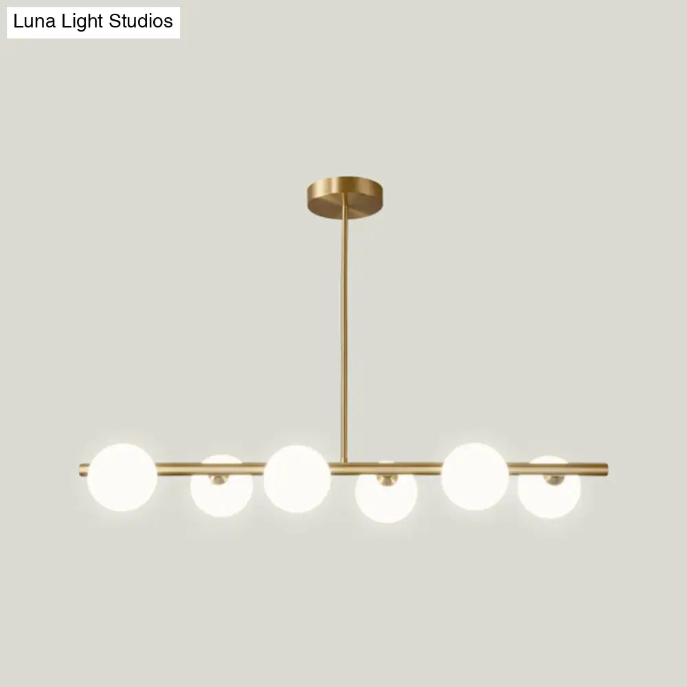 Linear Gold Pendant Light With Spherical Glass For Modern Minimalist Dining Table 6 / Cream