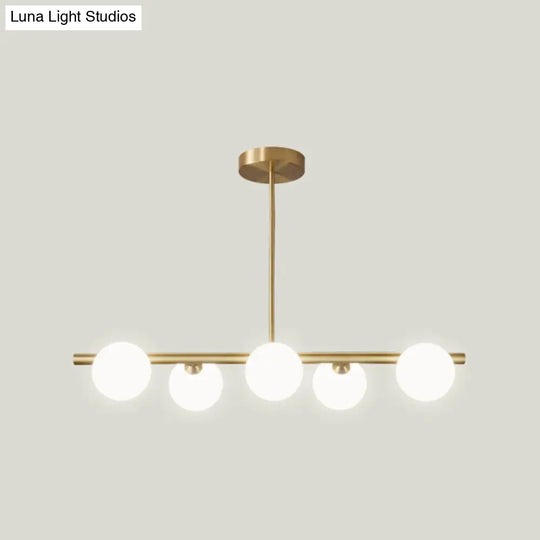 Linear Gold Pendant Light With Spherical Glass For Modern Minimalist Dining Table 5 / Cream