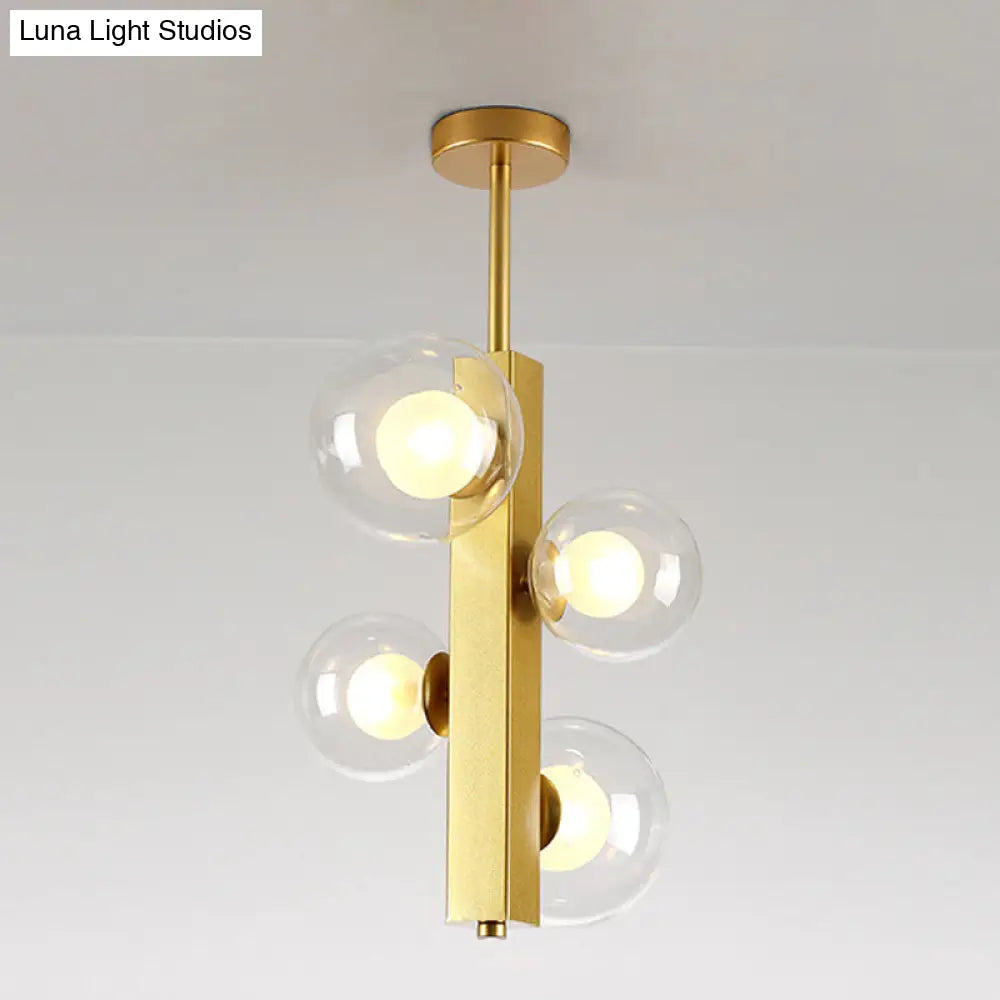 Gold Linear Suspension Light With Modo Clear/White Glass Shades - Modern And Simple Design For