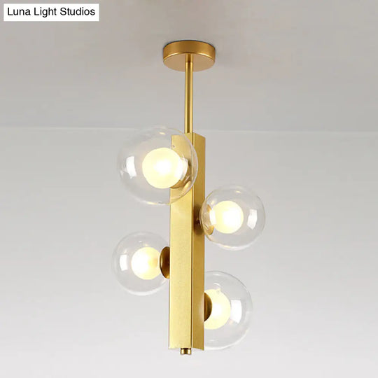 Gold Linear Suspension Light With Modo Clear/White Glass Shades - Modern And Simple Design For