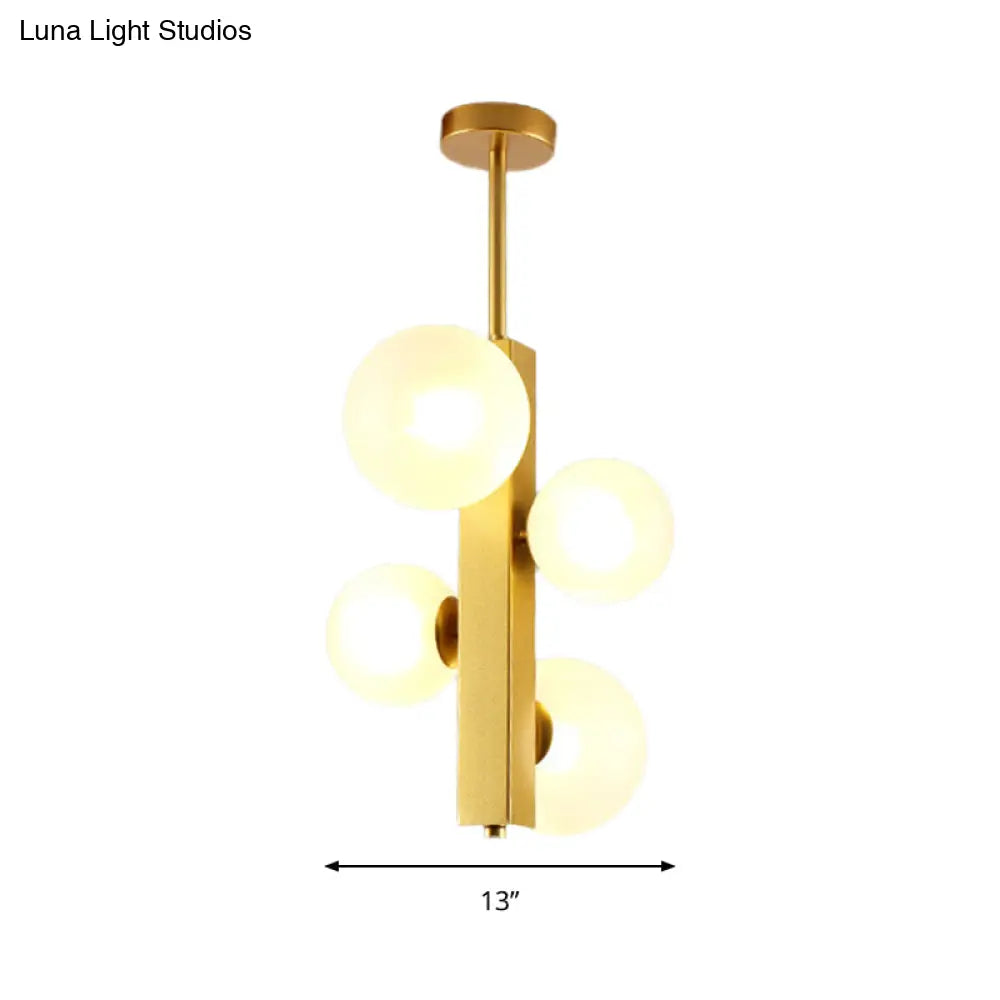 Gold Linear Suspension Light With Modo Clear/White Glass Shades - Modern And Simple Design For