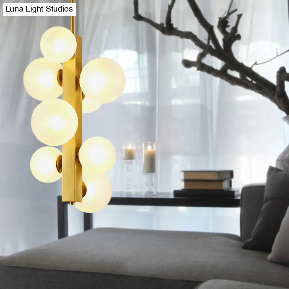 Gold Linear Suspension Light With Modo Clear/White Glass Shades - Modern And Simple Design For