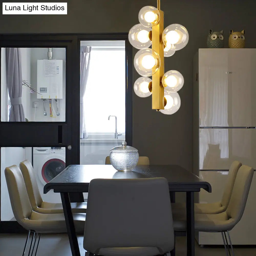 Gold Linear Suspension Light With Modo Clear/White Glass Shades - Modern And Simple Design For