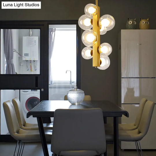 Gold Linear Suspension Light With Modo Clear/White Glass Shades - Modern And Simple Design For