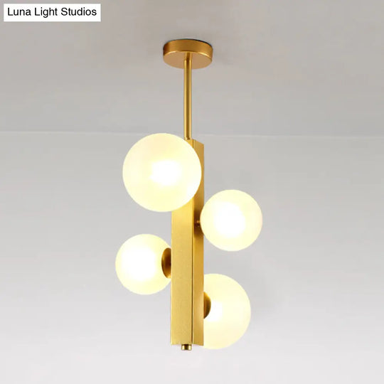 Gold Linear Suspension Light With Modo Clear/White Glass Shades - Modern And Simple Design For