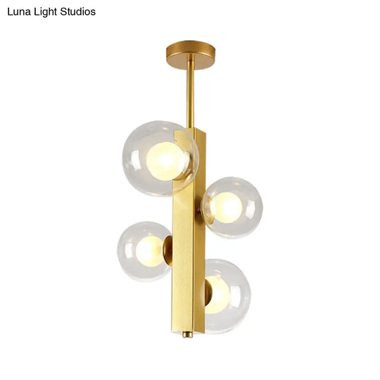 Gold Linear Suspension Light With Modo Clear/White Glass Shades - Modern And Simple Design For