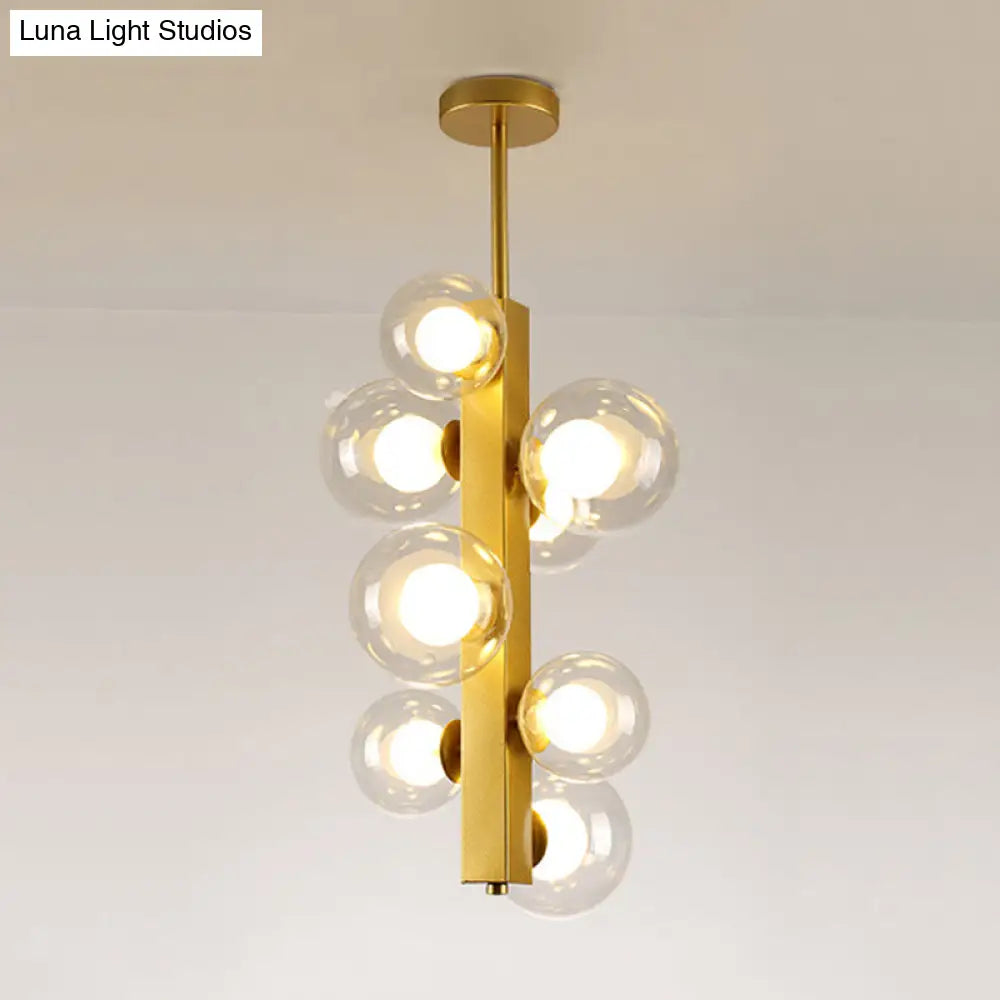 Gold Linear Suspension Light With Modo Clear/White Glass Shades - Modern And Simple Design For