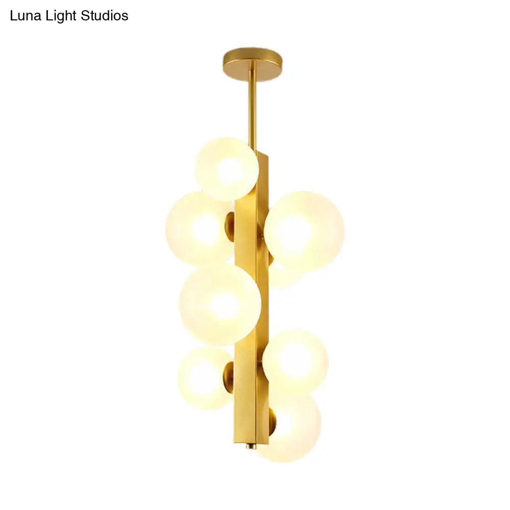 Gold Linear Suspension Light With Modo Clear/White Glass Shades - Modern And Simple Design For