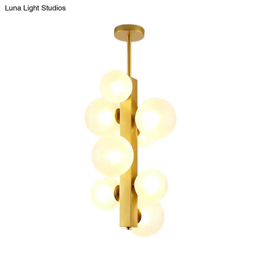 Gold Linear Suspension Light With Modo Clear/White Glass Shades - Modern And Simple Design For