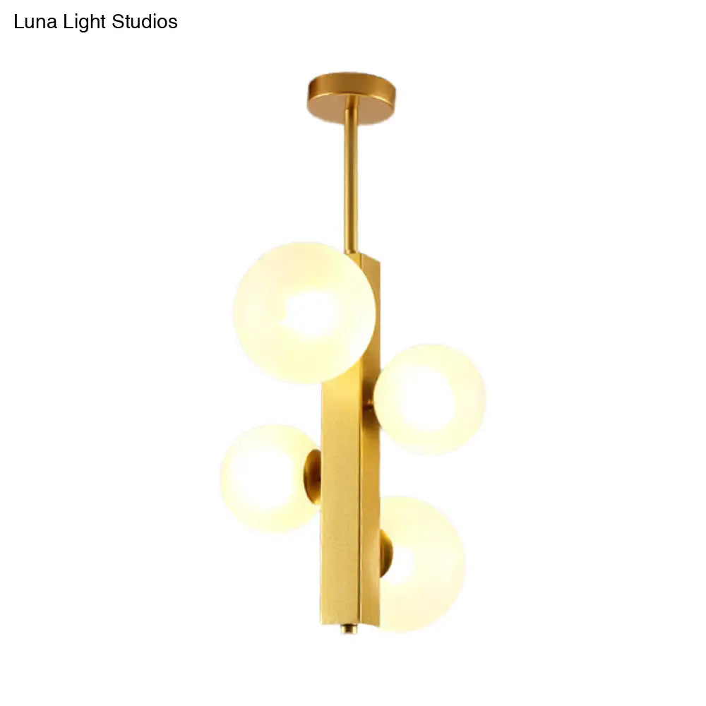 Gold Linear Suspension Light With Modo Clear/White Glass Shades - Modern And Simple Design For