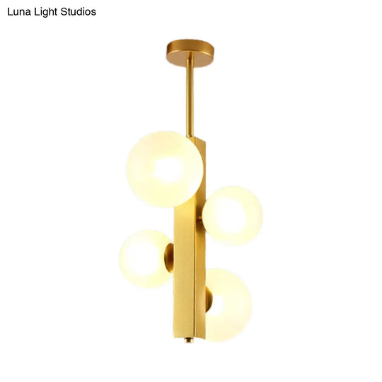 Gold Linear Suspension Light With Modo Clear/White Glass Shades - Modern And Simple Design For