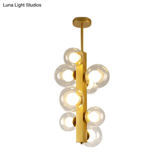 Gold Linear Suspension Light With Modo Clear/White Glass Shades - Modern And Simple Design For