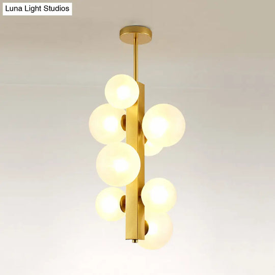 Gold Linear Suspension Light With Modo Clear/White Glass Shades - Modern And Simple Design For