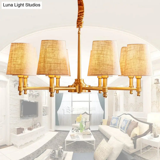 Gold Living Room Pendant Light With Empire Shade Chandelier And Simplicity Fabric Fixture