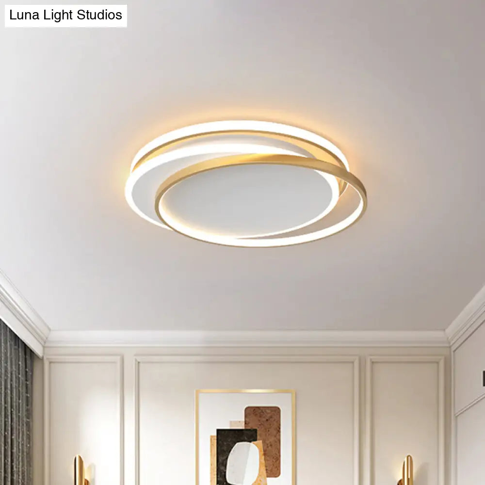 Gold Loop Ceiling Flush Light - Simplicity Acrylic Led Mount Lighting In Warm/White 18’/22’ Wide