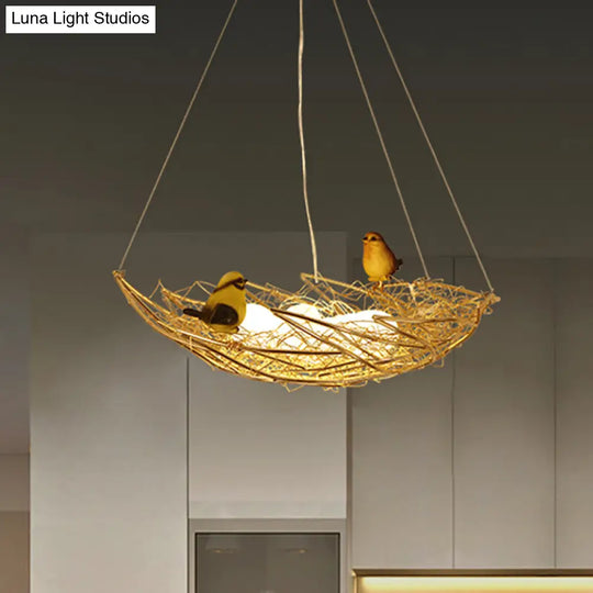 Gold Metal Art Deco Nest Chandelier - 6/9 Light Hanging Ceiling Lamp 19.5/21.5 Wide / 19.5