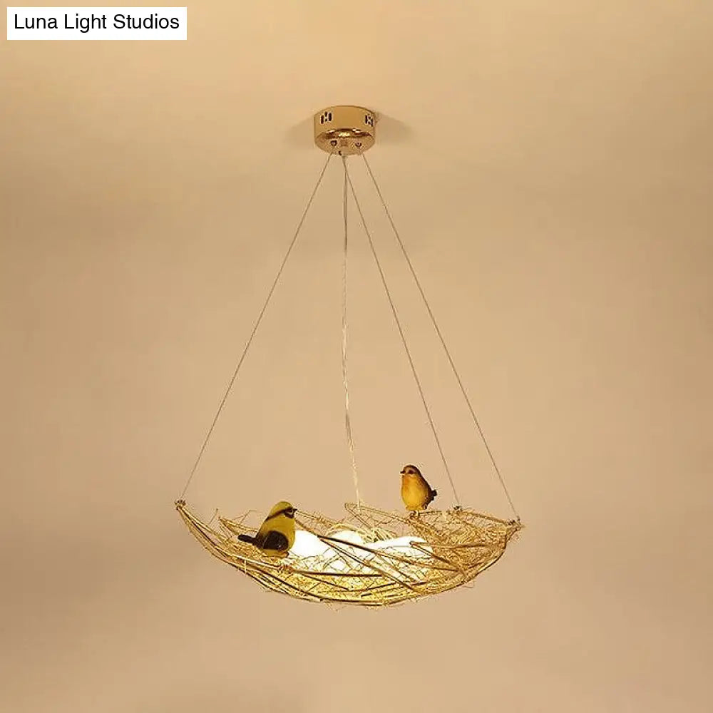 Gold Metal Art Deco Nest Chandelier - 6/9 Light Hanging Ceiling Lamp 19.5/21.5 Wide