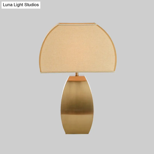 Gold Metal Base Desk Lamp: Modern Task Light With Shaded Head & Small Fabric Design