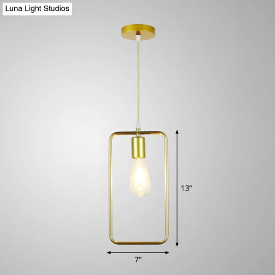 Gold Metal Cage Pendant Ceiling Light - Nordic Design 1 Bulb Dining Room Suspension