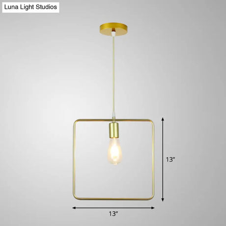 Gold Metal Cage Pendant Ceiling Light - Nordic Design 1 Bulb Dining Room Suspension