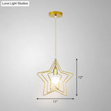 Gold Metal Cage Pendant Ceiling Light - Nordic Design 1 Bulb Dining Room Suspension