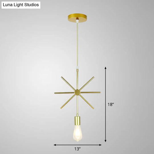 Nordic Metal Pendant Ceiling Light - Gold Cage Frame Design With 1 Bulb Ideal For Dining Room