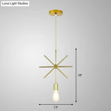 Gold Metal Cage Pendant Ceiling Light - Nordic Design 1 Bulb Dining Room Suspension