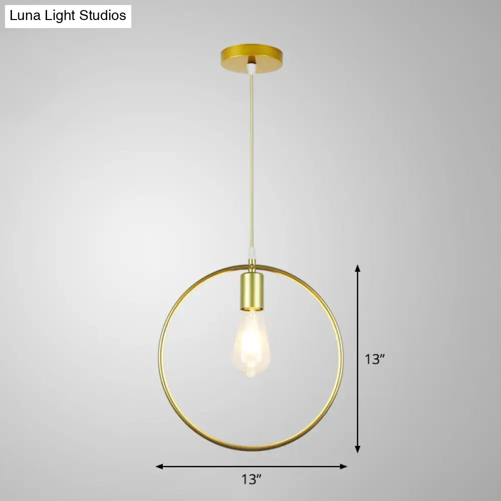 Gold Metal Cage Pendant Ceiling Light - Nordic Design 1 Bulb Dining Room Suspension