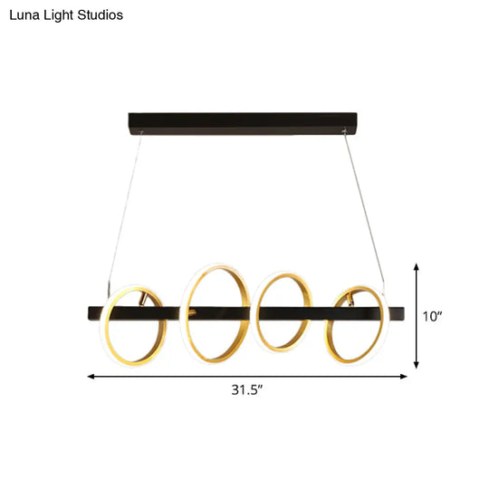 Gold Metal Ceiling Pendant With Simple Circles Design - 4/5 Heads Warm/White Light For Dining Room