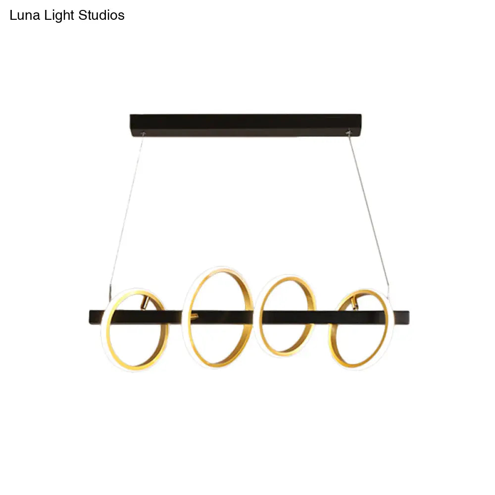 Gold Metal Ceiling Pendant With Simple Circles Design - 4/5 Heads Warm/White Light For Dining Room